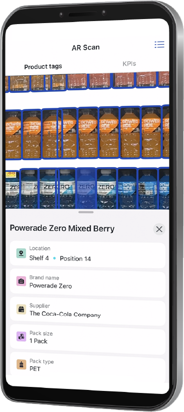 GoSpotCheck's image recognition software automatically identifying and counting SKUs on a retail shelf.